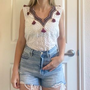 3/$15 Impeccable Pig Embroidered Top- S